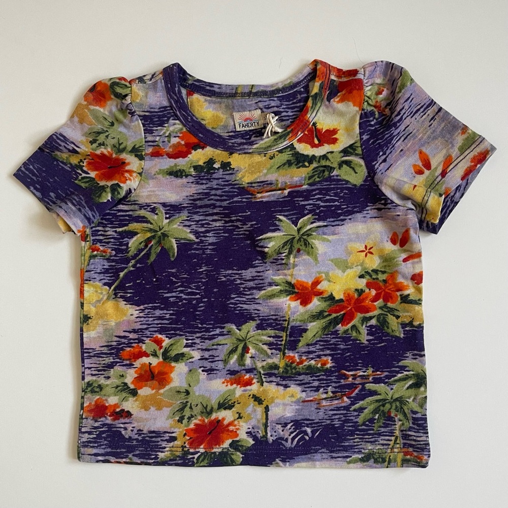 Faherty Girl’s Sunwashed Puff Sleeve Tee - 3T
